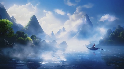 绿色护眼山水壁纸