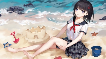 沙滩水手服少女