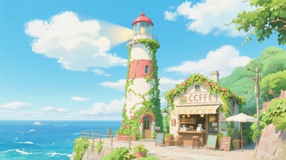 海边灯塔咖啡小店