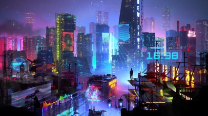 赛博朋克城市夜景