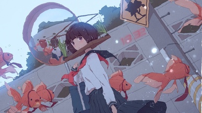 头带鱼缸的女孩（2K全屏互动）