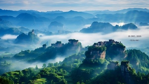 白云翠绿青山