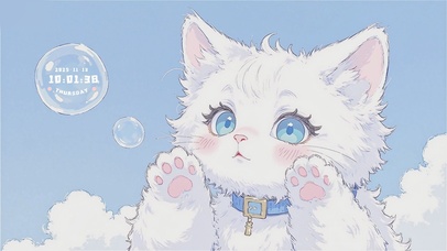 蓝眼萌猫的可爱瞬间（时钟版）