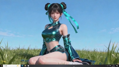 草地上的美少女