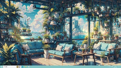 4k海边咖啡屋（随视角移动）