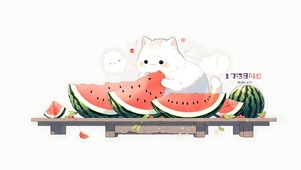 吃西瓜的猫咪
