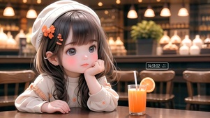 可爱果汁女孩