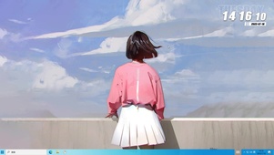 蓝天白云下的少女