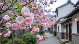 小镇樱花盛开