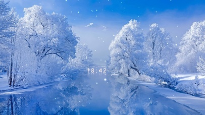 4K唯美治愈银装素裹冰雪河流