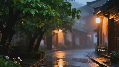 夜晚下雨街道