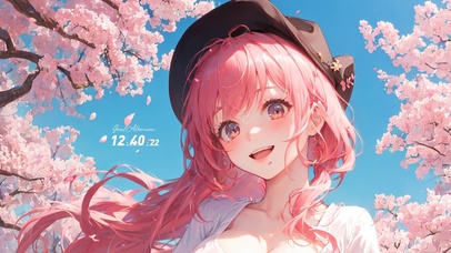 4K清纯可爱樱花树下少女