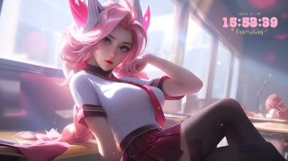 清纯粉发JK少女