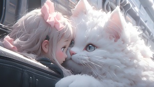 萌猫和小女孩