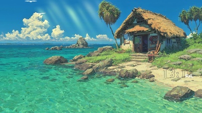 清新海景 茅屋下的夏日海岛