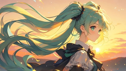 唯美夕阳初音