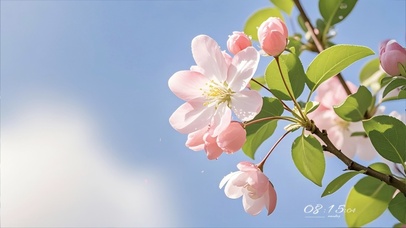 淡雅清新蓝天海棠