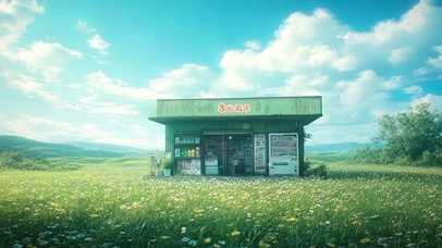 绿色雏菊花海书店