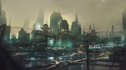 4K雨天赛博朋克城市港口