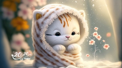 治愈 雪中小老虎