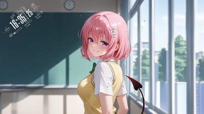 唯美教室粉发少女