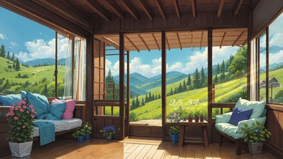 4K唯美治愈青山草地小屋