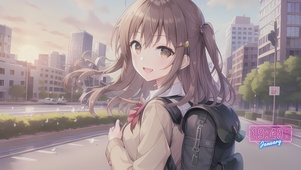 可爱书包少女