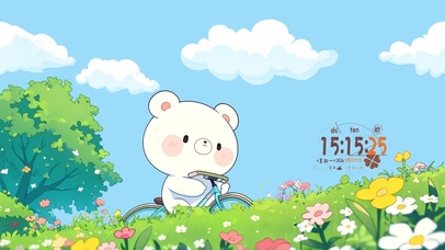 浪漫花海小白熊