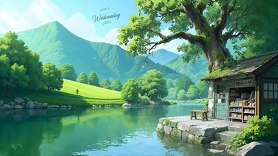 青山绿水旁的乡村小铺
