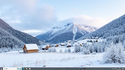 唯美山村雪景主题