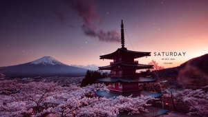 唯美富士雪山