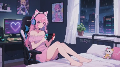 像素风电竞美少女