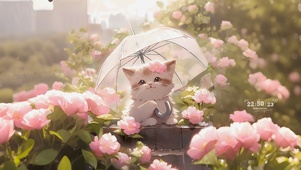 打伞的猫咪