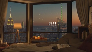 纽约舒适的公寓夜景