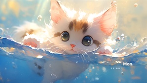 4k 阳光泳池猫咪