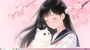 樱花女孩与猫