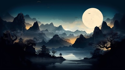 4K简约水墨山水