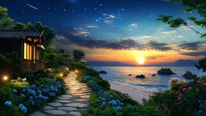 治愈海边星空房屋