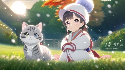 治愈唯美女孩猫咪