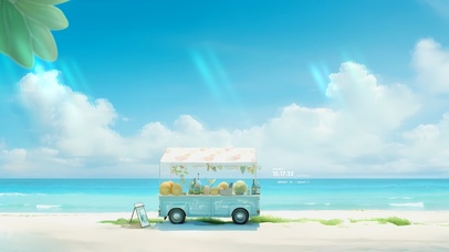 治愈 海边野营车	