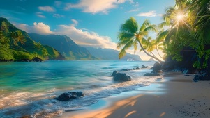 初夏椰林大海