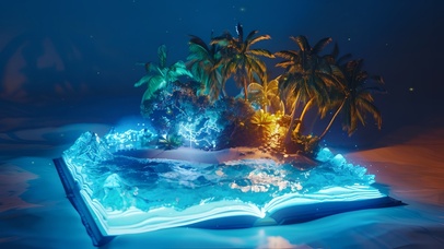 书中沙滩棕榈树