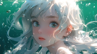 水中银发女孩
