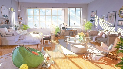 洒满阳光的卧室房间