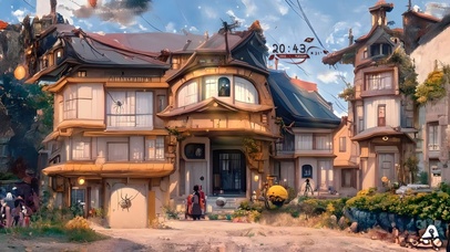 唯美秋天乡村小镇