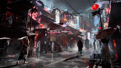 赛博朋克霓虹街道