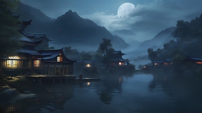 4K唯美湖泊和村庄