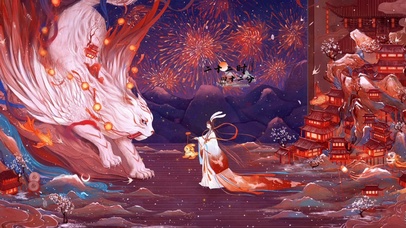 新春古风四象白虎送福