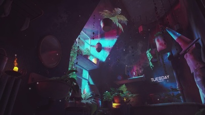 夜晚温馨宁静小屋客厅