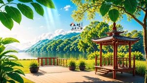 湖边小亭